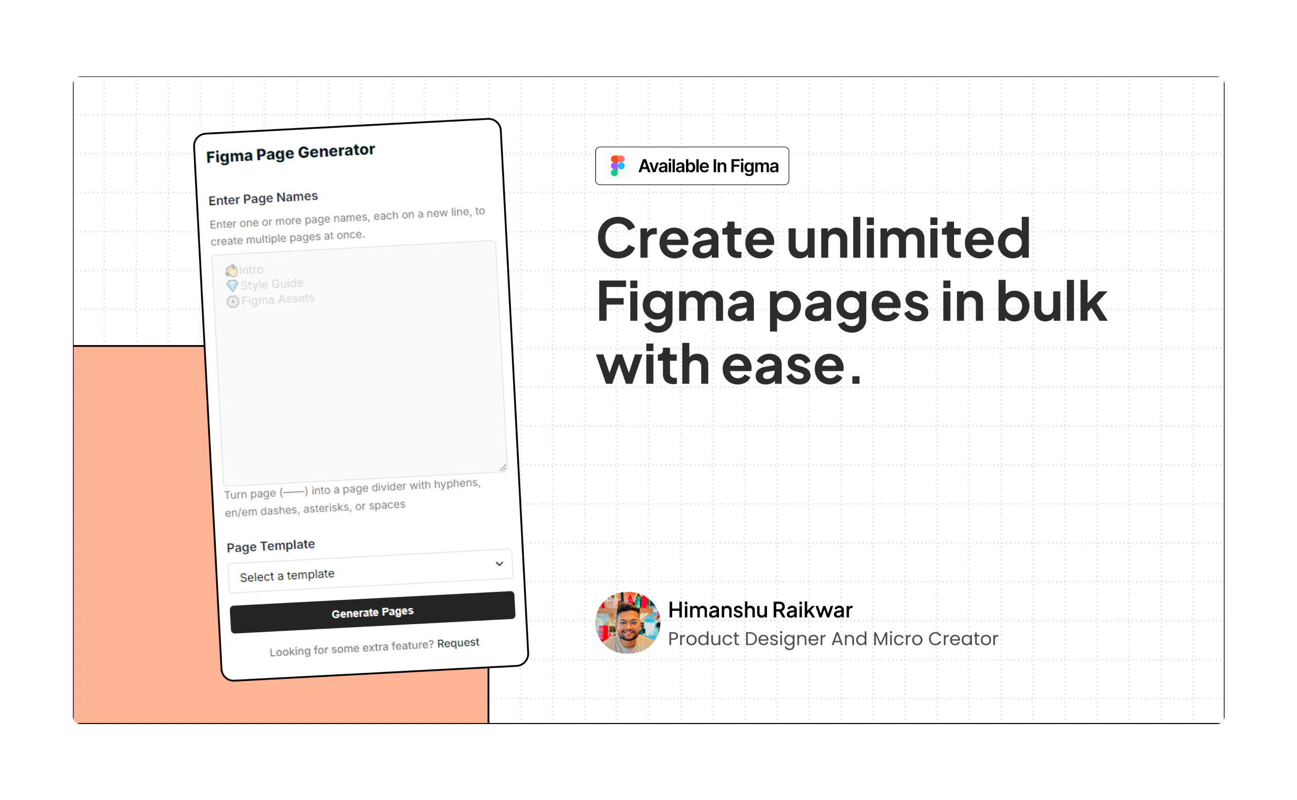 Figma Page Generator — plugin UI for bulk-creating pages